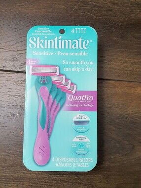 Skintimate 4 Disposable Razors With 4 Blades Sensitive Quattro For Women